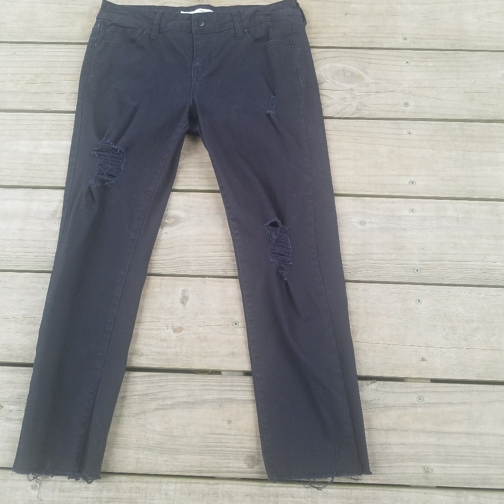 ❤Maunces distressed Rawhem black pants5/6